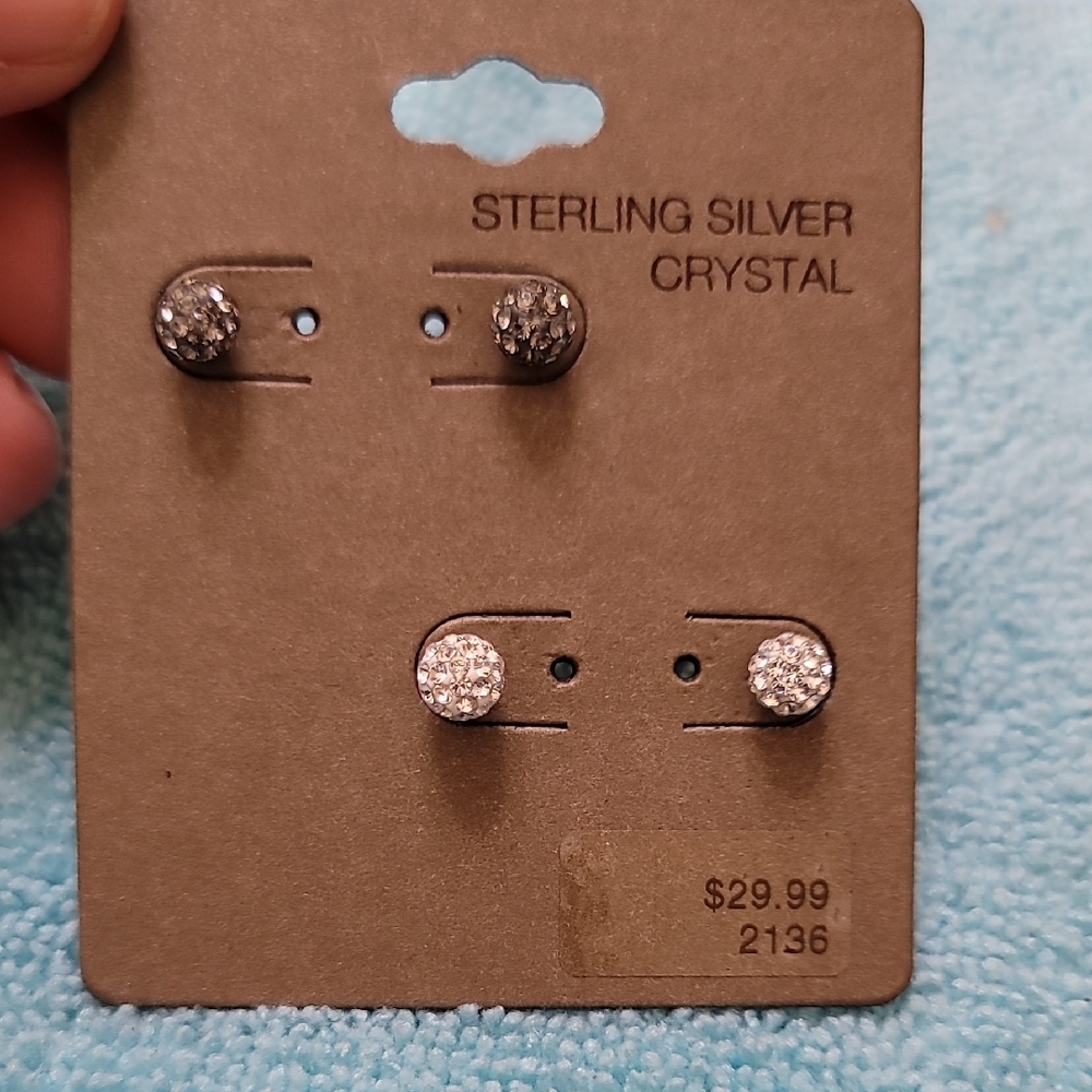 Sterling Silver Crystal Stud Earrings